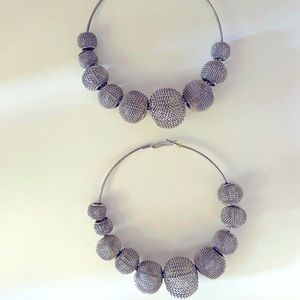 Silver Ball Statement Earrings
